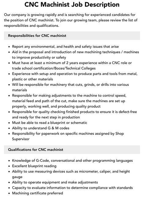 What is a CNC Machinist: Job Description, Certifications, Skills .